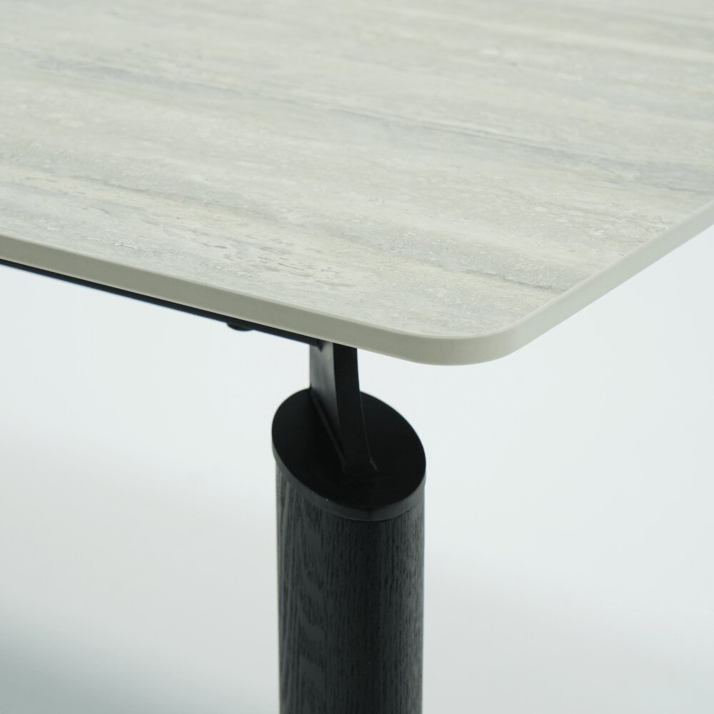 Matteo Black Wooden and Light Grey Ceramic Dining Table