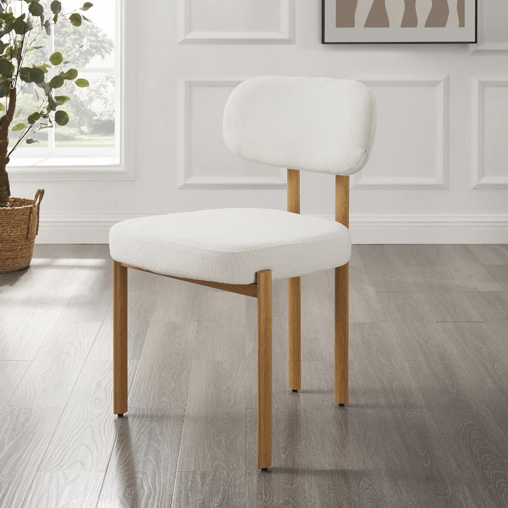 Athens White Ceramic Dining Set With 4 Kiah Chairs