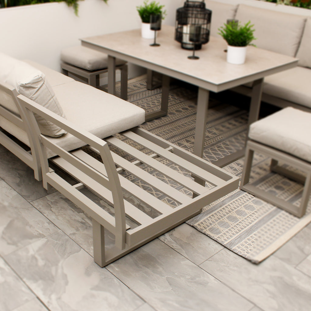 Porto Neutral Light Grey Aluminium Frame Sofa Dining Modular Garden Set