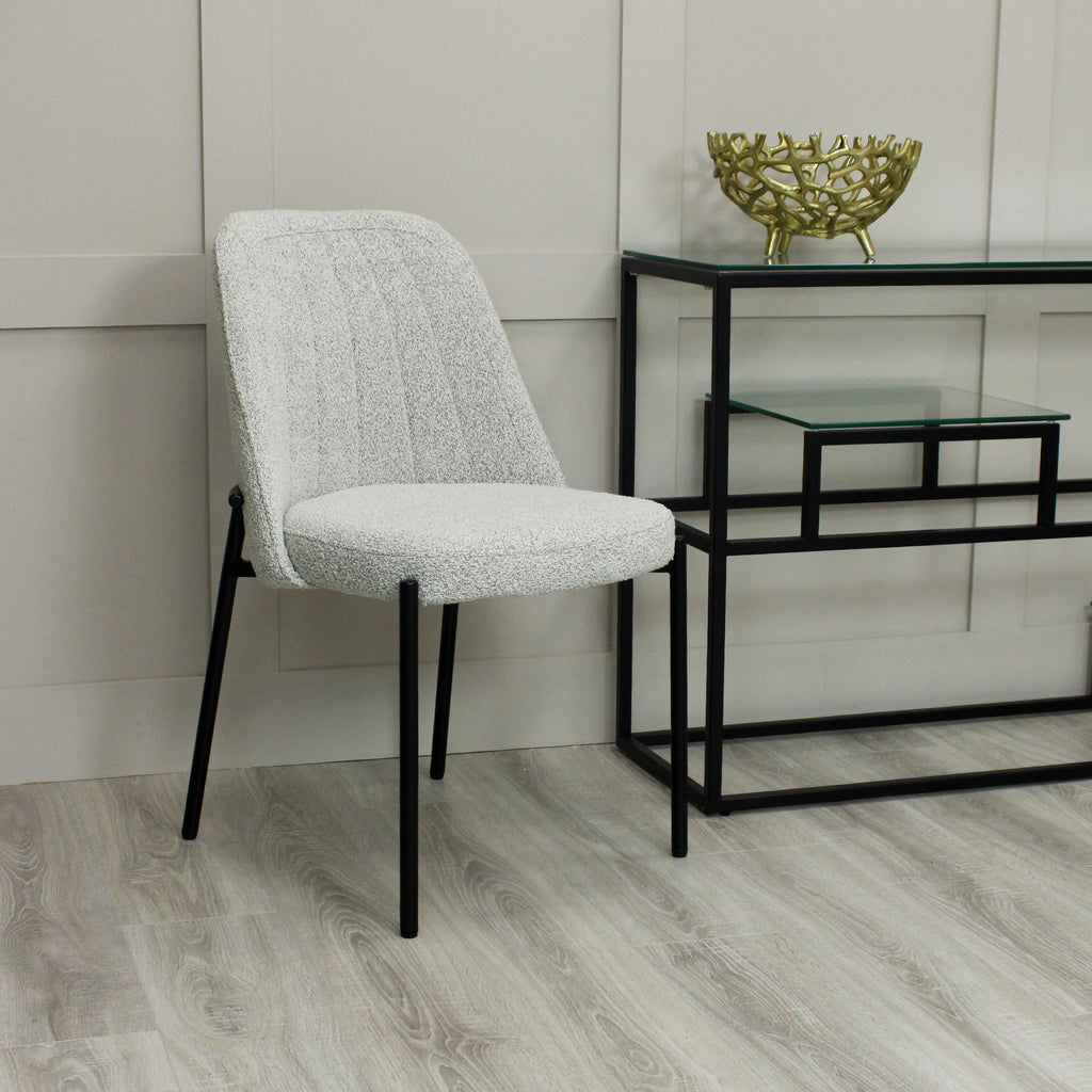 Adele Light Grey Boucle Dining Chair