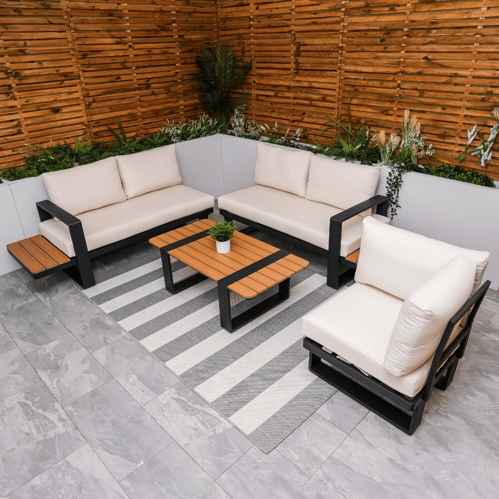 Miami Cream Aluminium 5 Seater Corner Sofa Garden Set