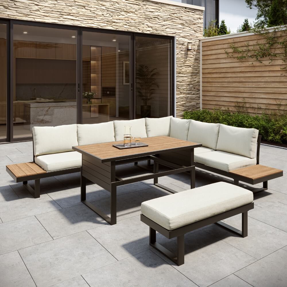 Geneva Cream Aluminium Frame Modular Sofa Dining Garden Set