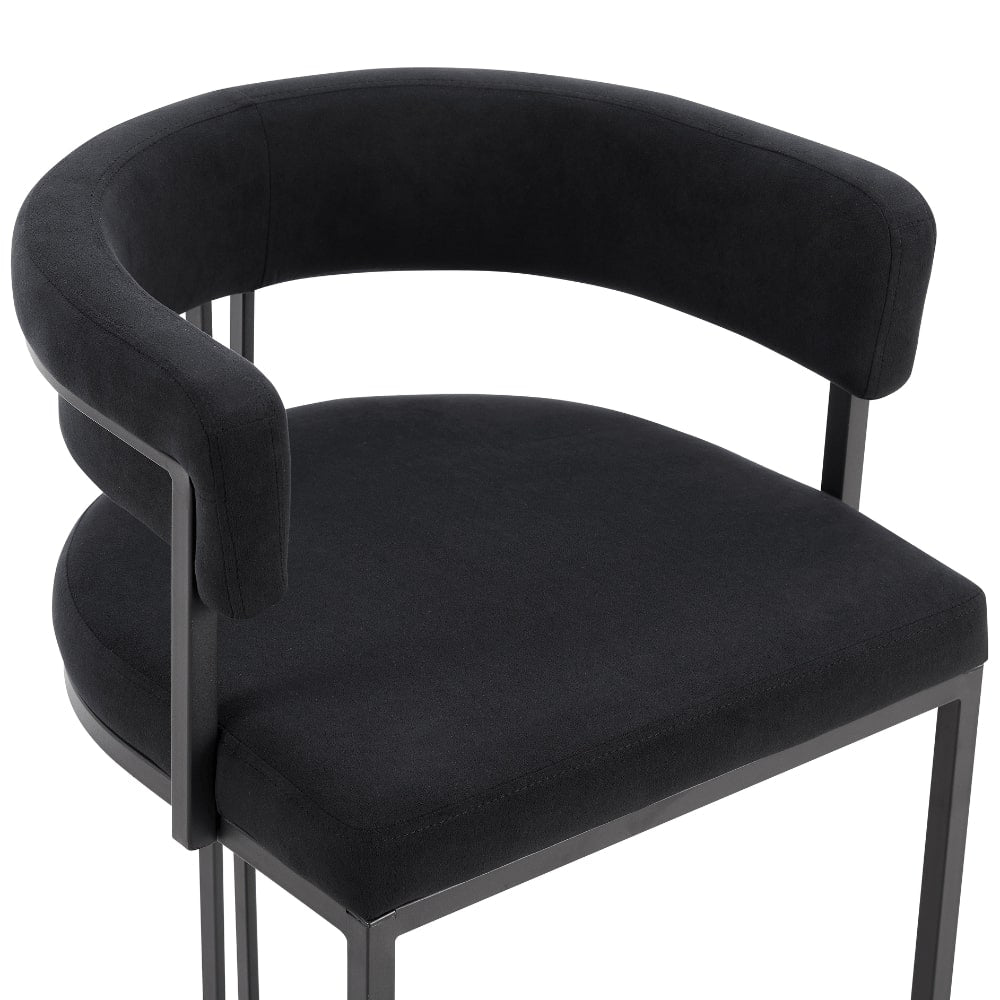 Mia Curved Black Velvet Dining Chair