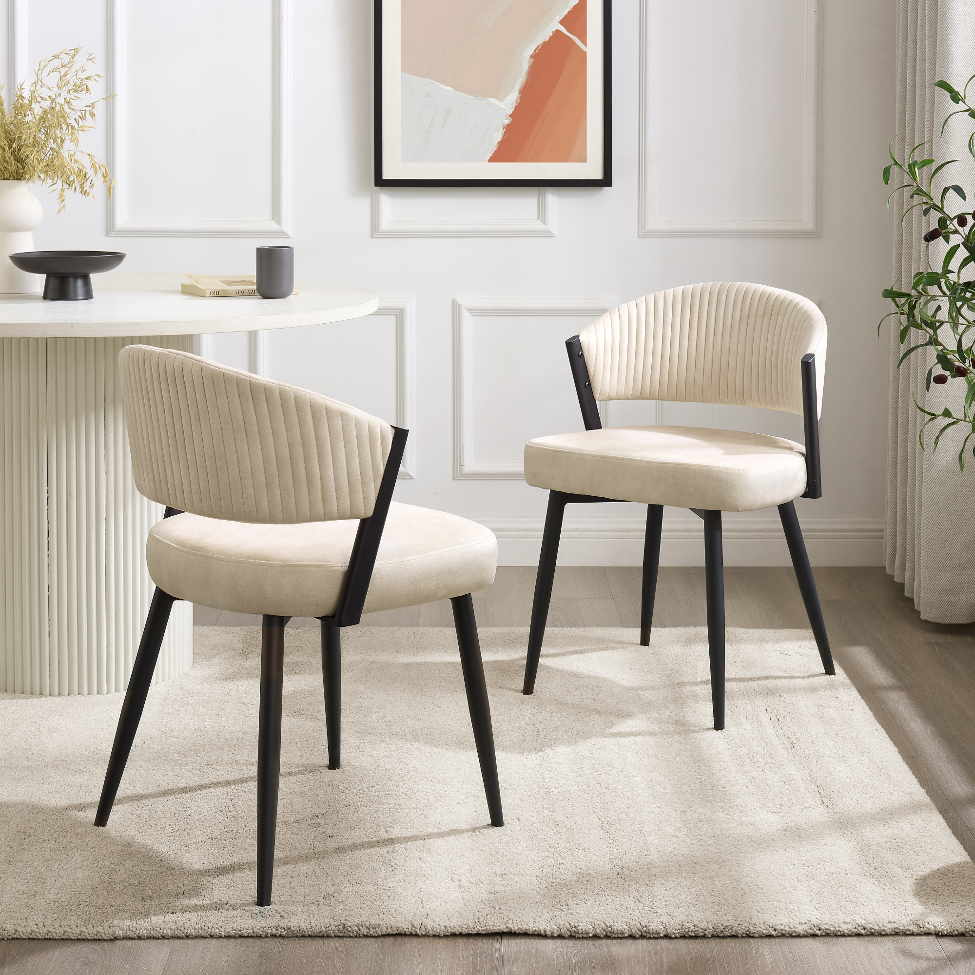 Maria Cream Curved Velvet Dining Chair