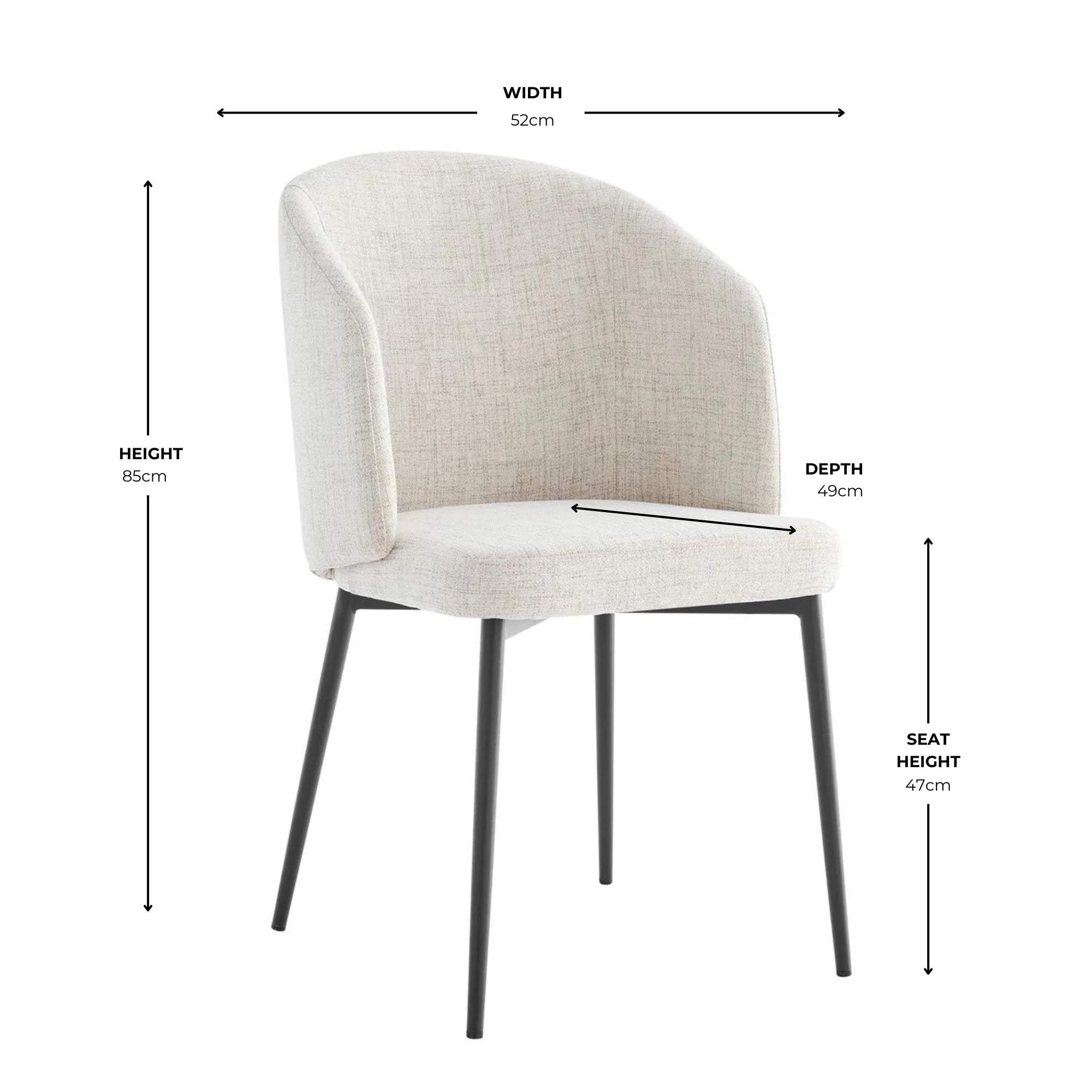 Castelle Ivory Linen Curved Dining Chair