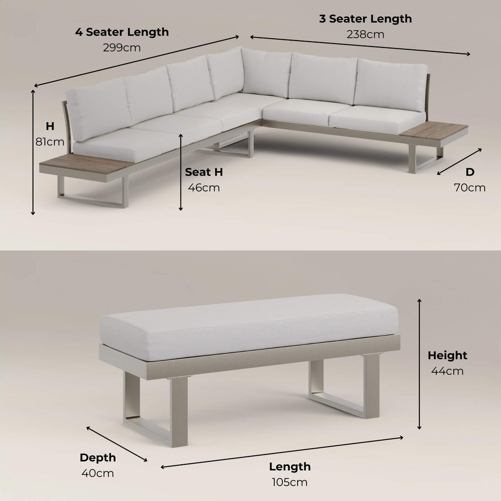 Faro Beige Aluminium Frame Modular Sofa Dining Garden Set