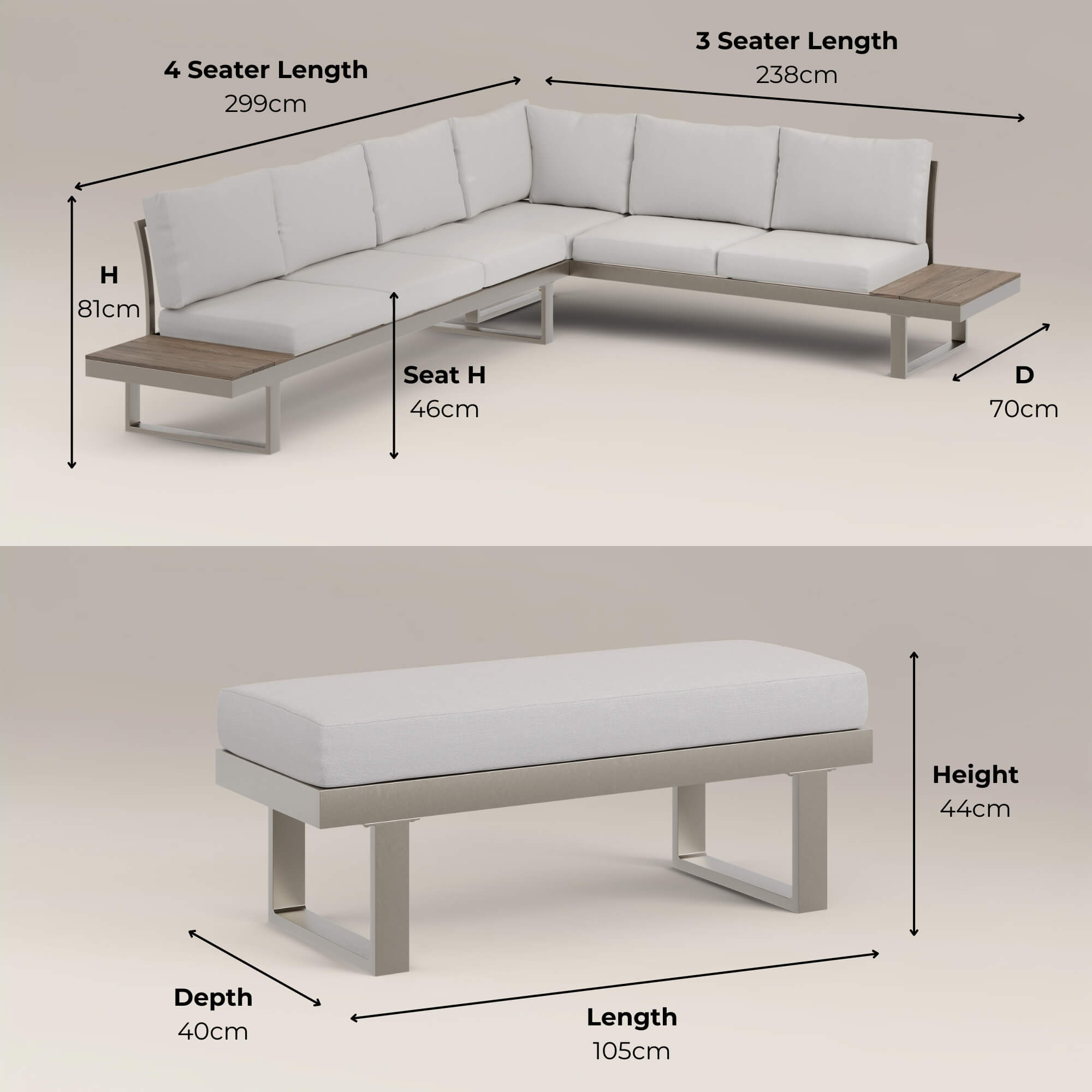 Faro Beige Aluminium Frame Modular Sofa Dining Garden Set