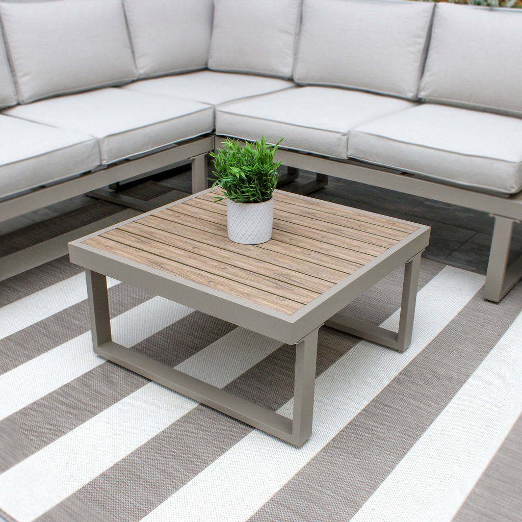 Milan Beige Aluminium 5 Seater Modular Corner Sofa Lounge Garden Set
