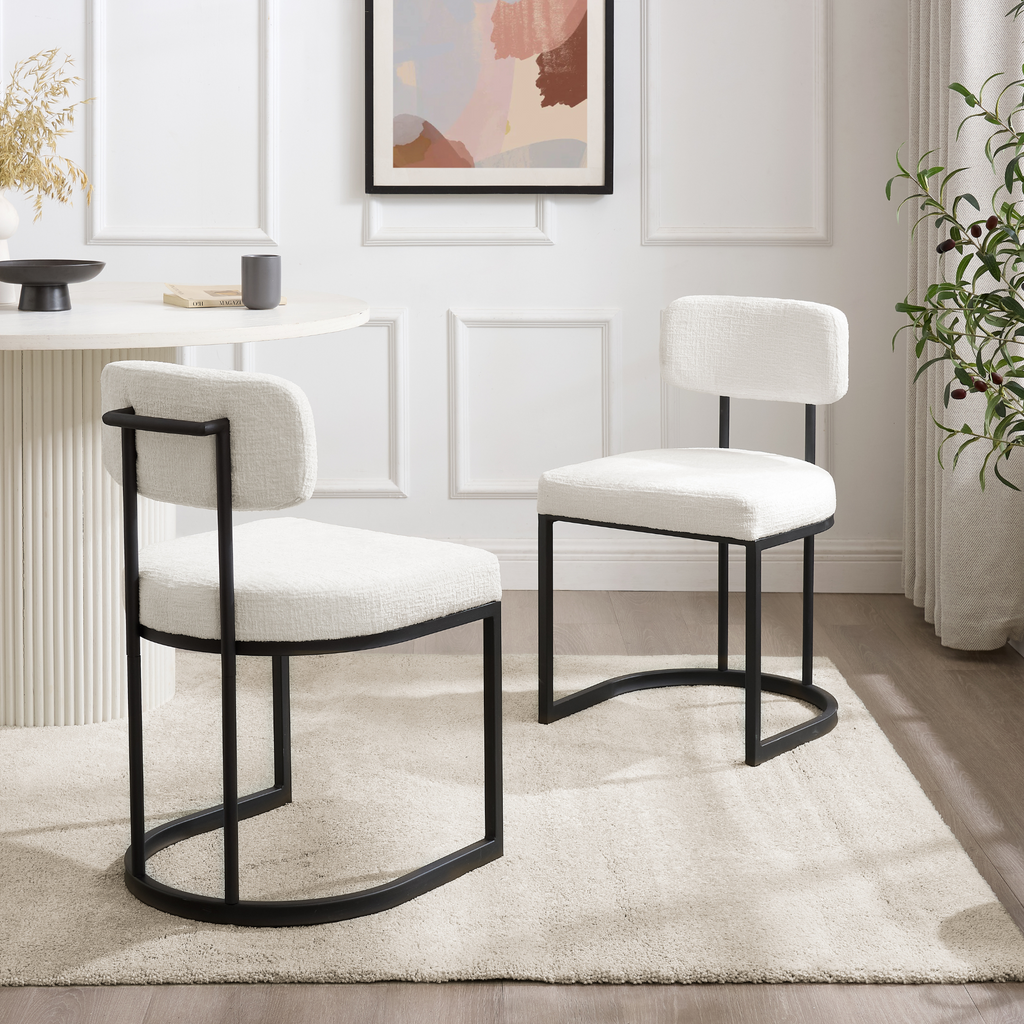 Rhea White Fabric Dining Chair