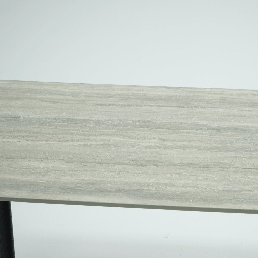 Matteo Black Wooden and Light Grey Ceramic Dining Table