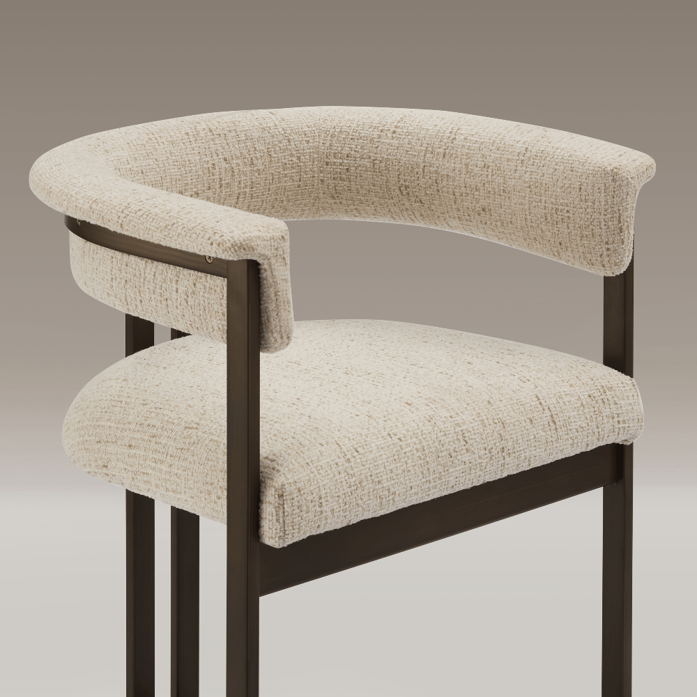 Stella Curved Cream Brushed Bronze Barstool