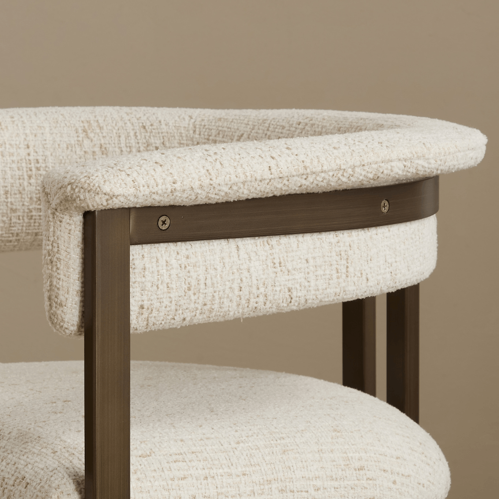 Stella Curved Cream Brushed Bronze Barstool