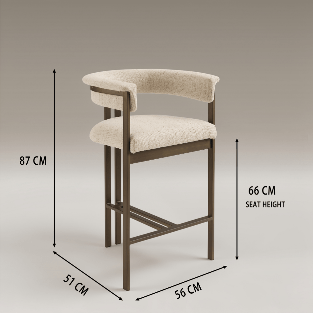 Stella Curved Cream Brushed Bronze Barstool