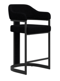Camilla Curved Black Chenille Barstool