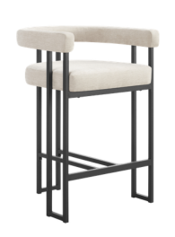 Celine Curved Cream Chenille Barstool