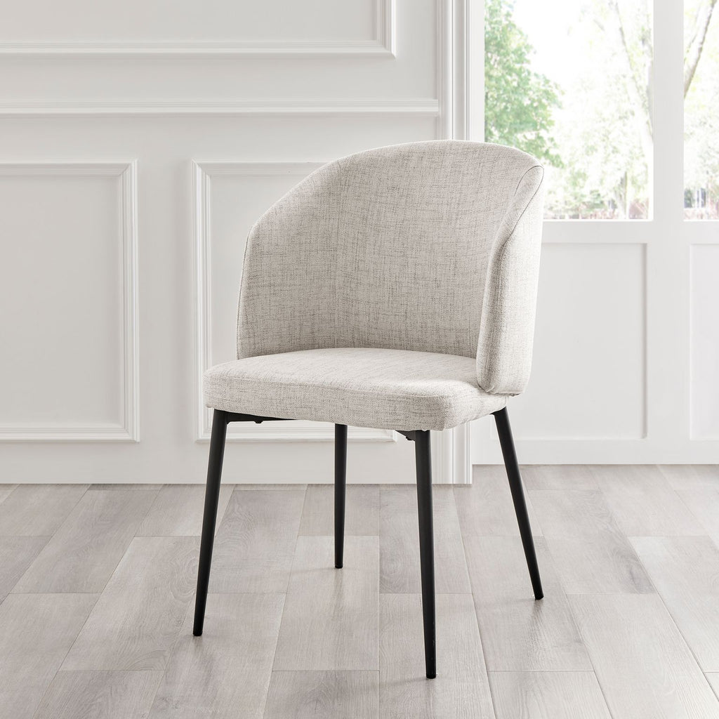 Castelle Ivory Linen Curved Dining Chair