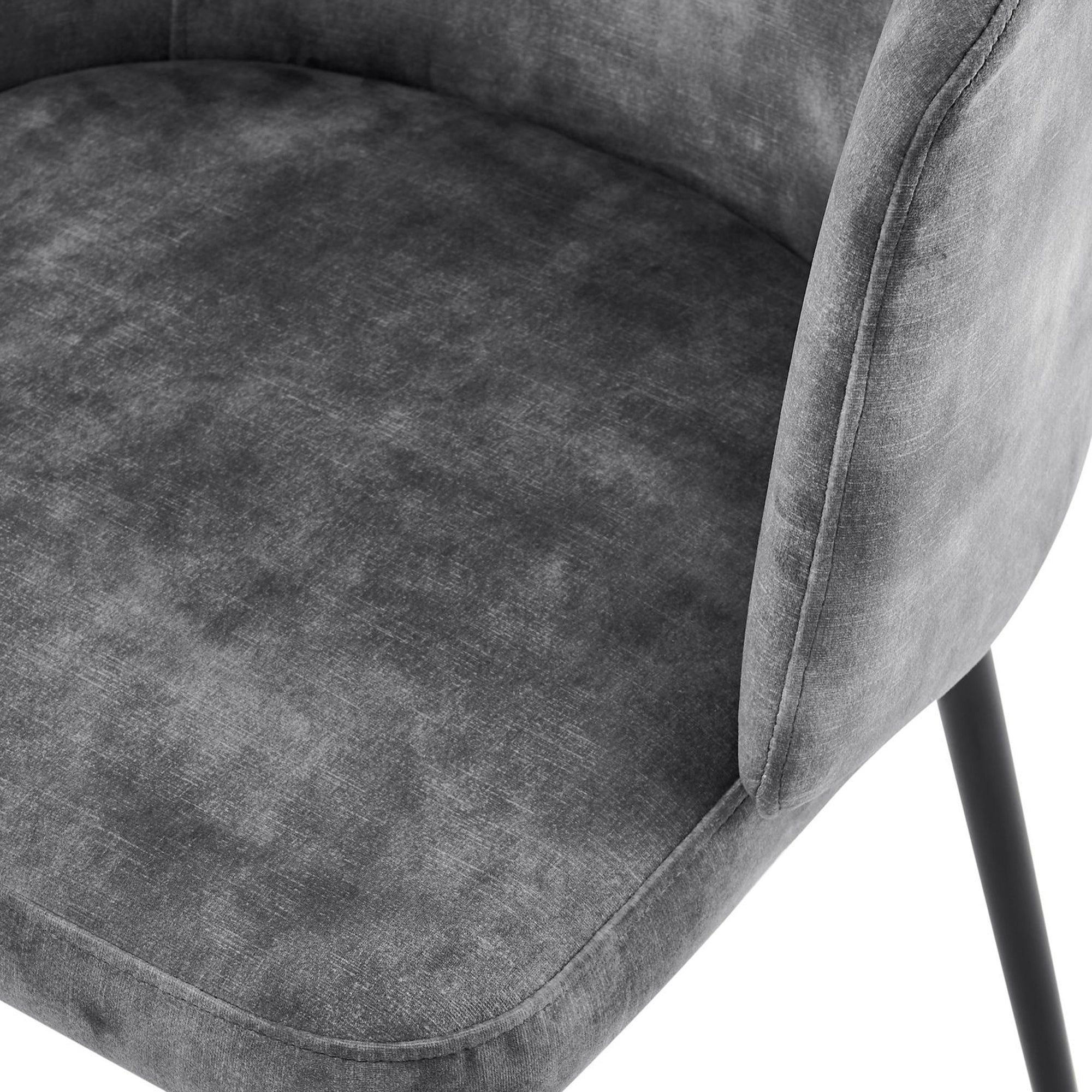 Castelle Grey Curved Velvet Dining Chair