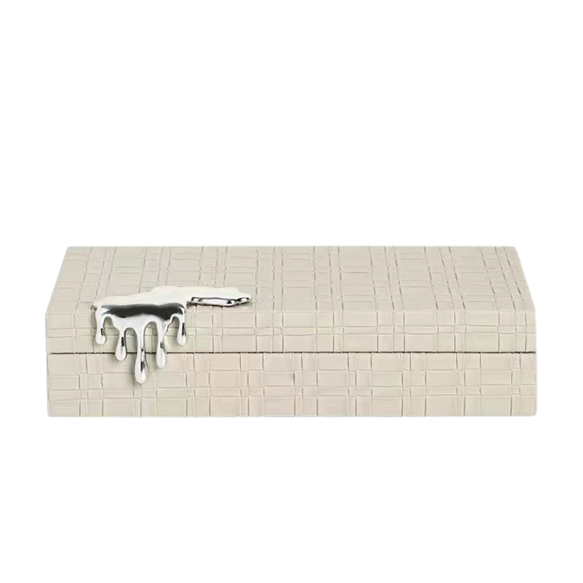 Large Cream Faux Leather Jewellery Box with Drip Effect Buckle