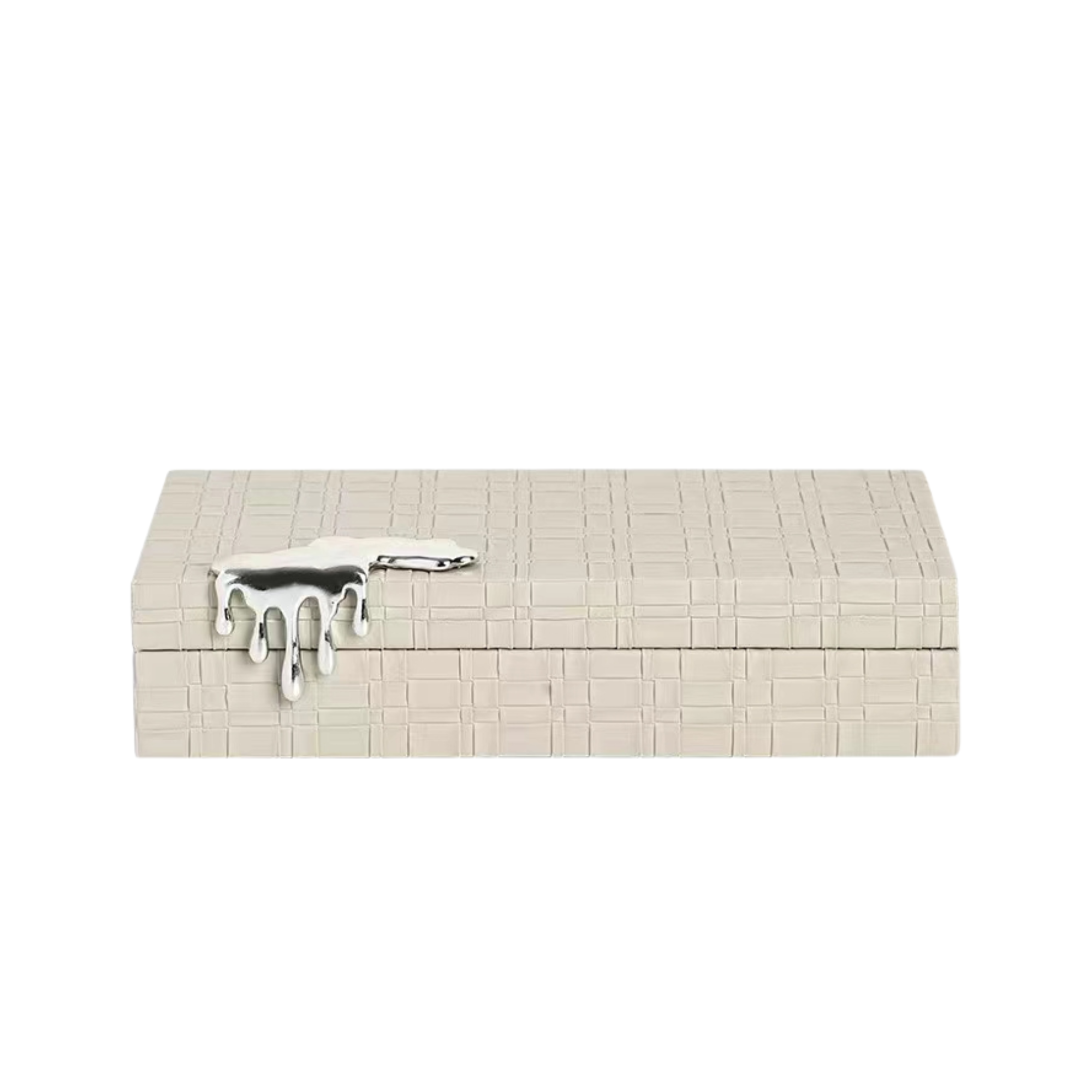 Small Cream Faux Leather Jewellery Box with Drip Effect Buckle
