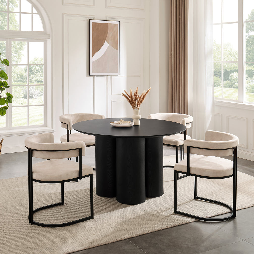 Mia Curved Cream Velvet Dining Chair