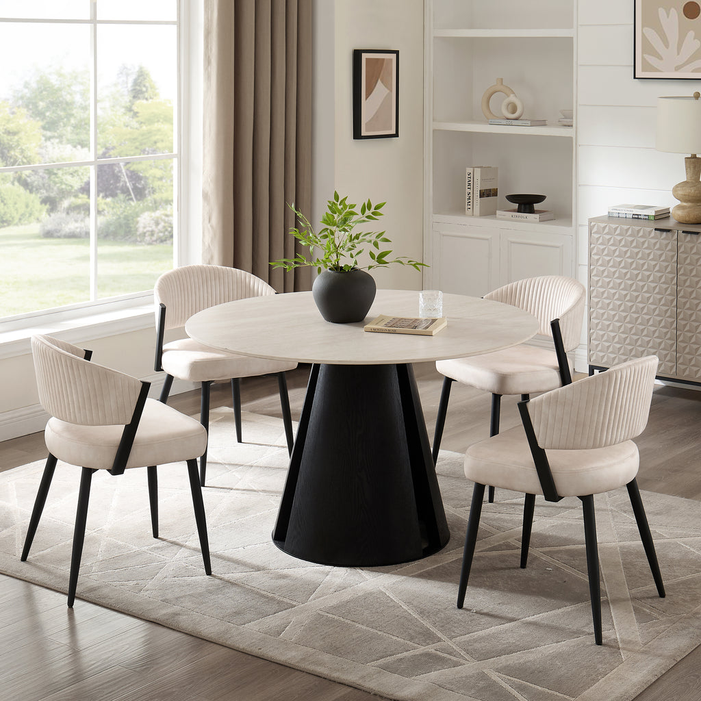 Maria Cream Curved Velvet Dining Chair