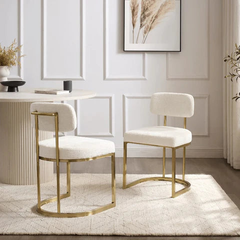Apollo White Ceramic Dining Set With 4 Rhea Gold Chairs