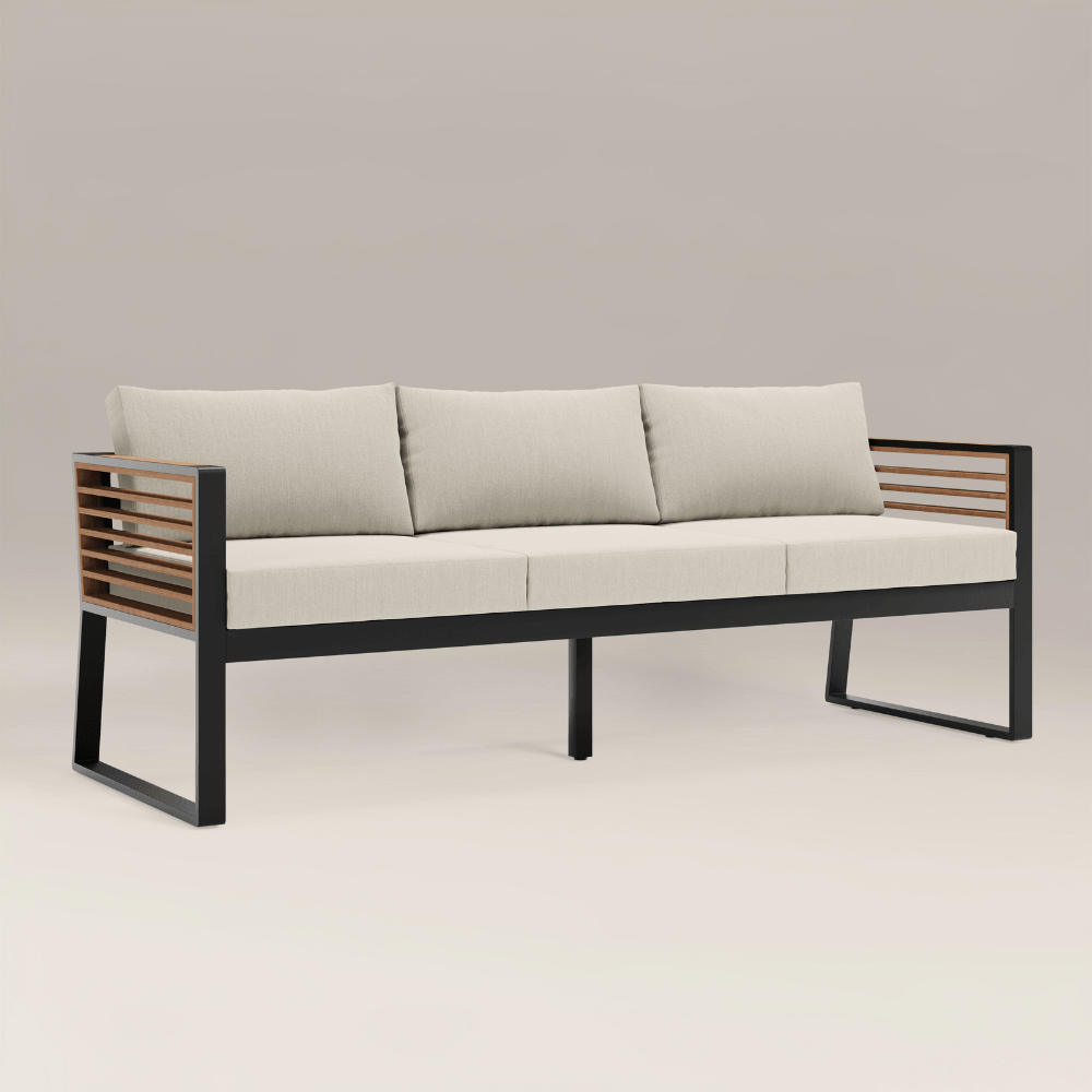 Rome Black Aluminium Garden Sofa Set with Cream Cushions