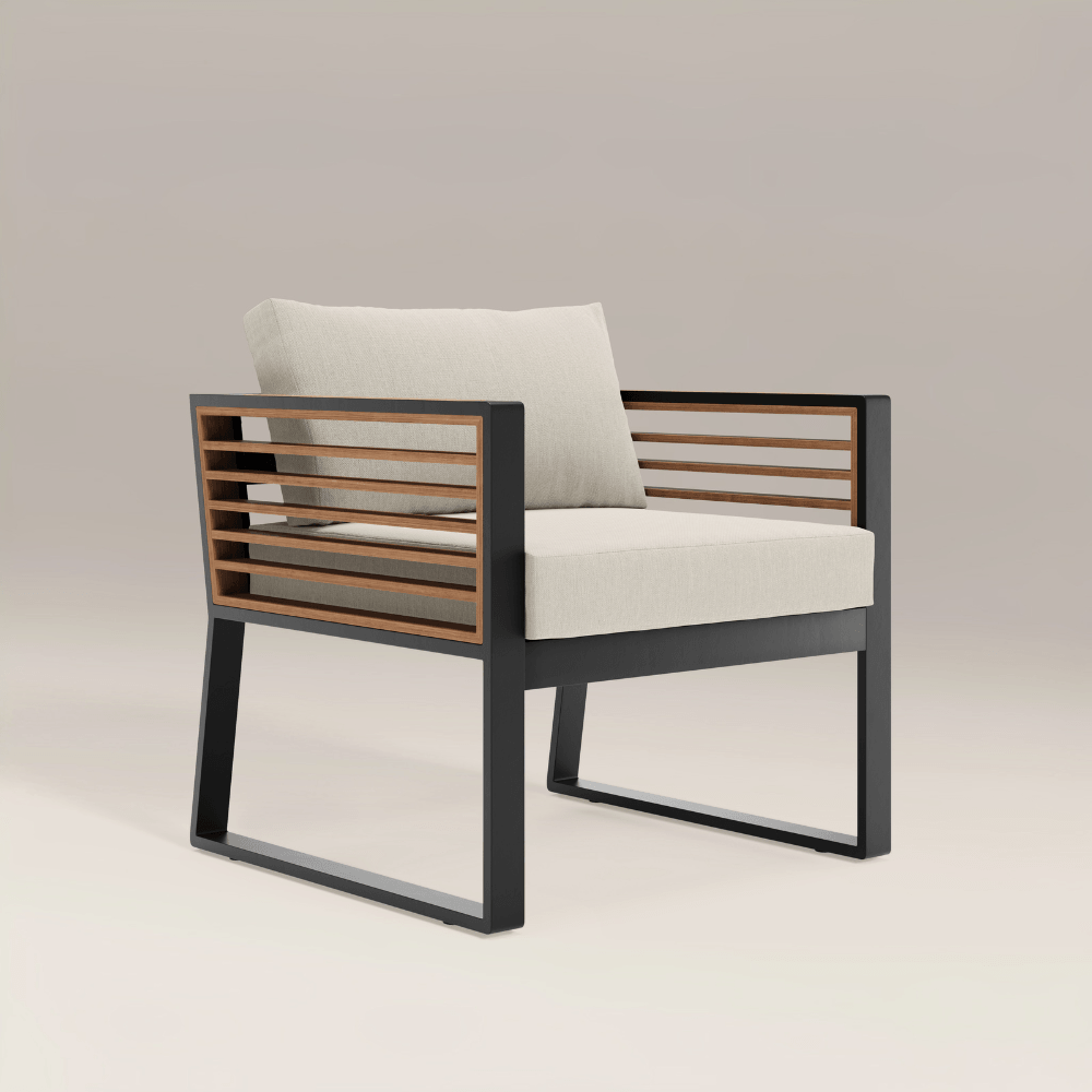 Rome Black Aluminium Garden Sofa Set with Cream Cushions