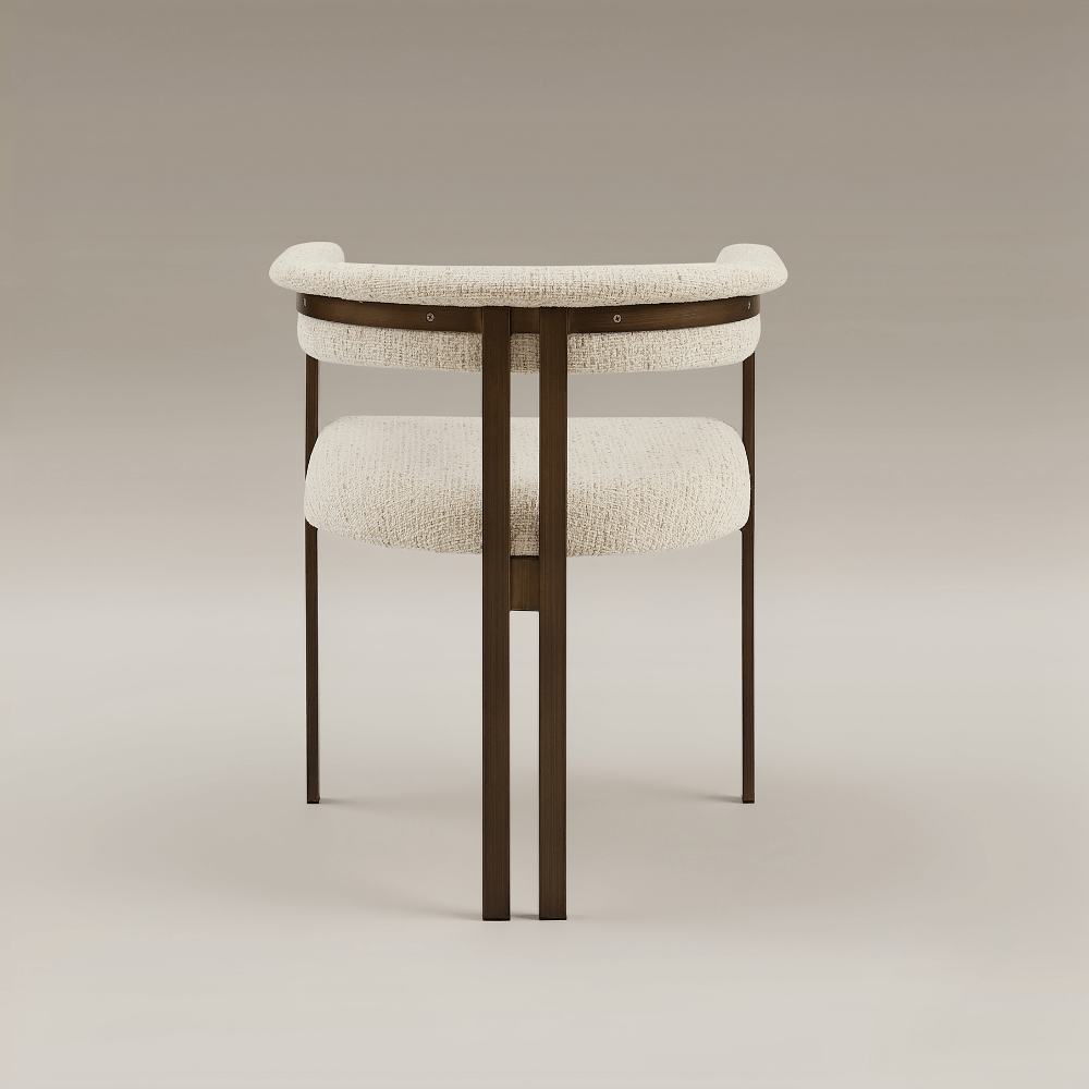 Stella Curved Cream Brushed Bronze Dining Chair