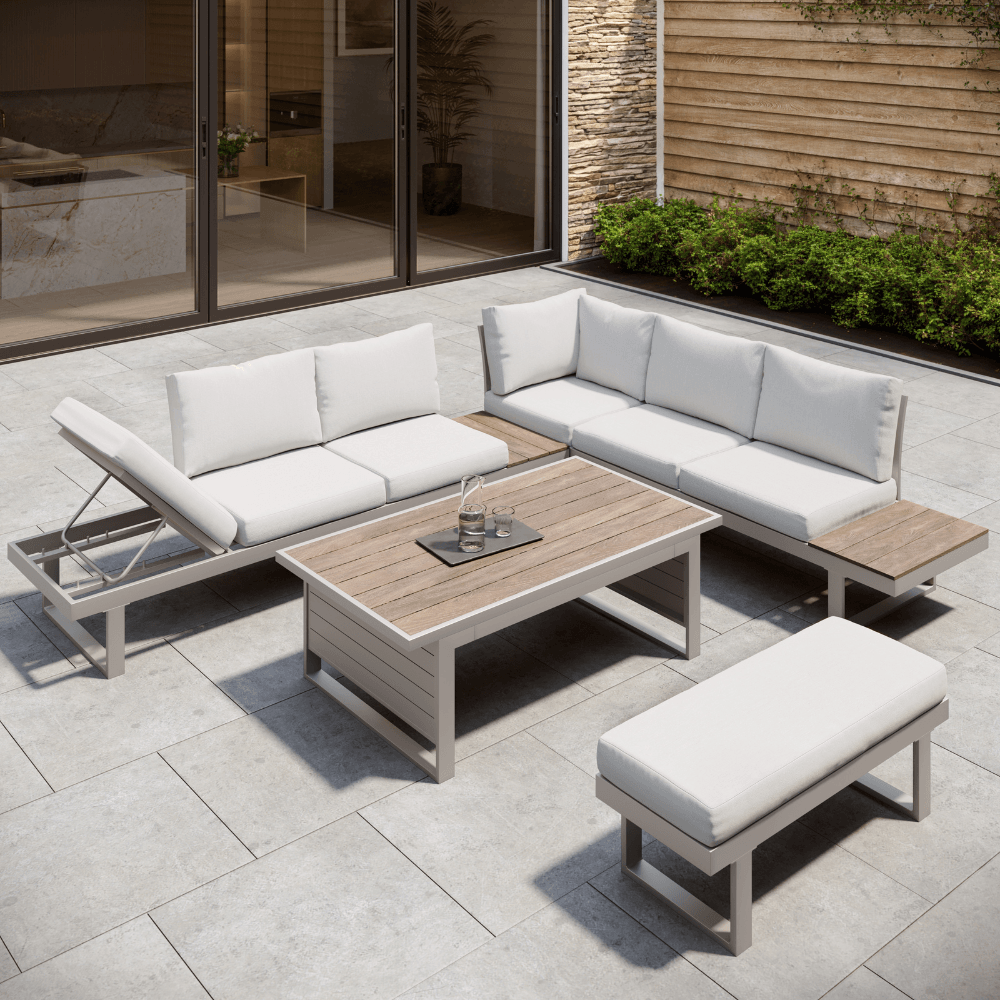 Faro Beige Aluminium Frame Modular Sofa Dining Garden Set