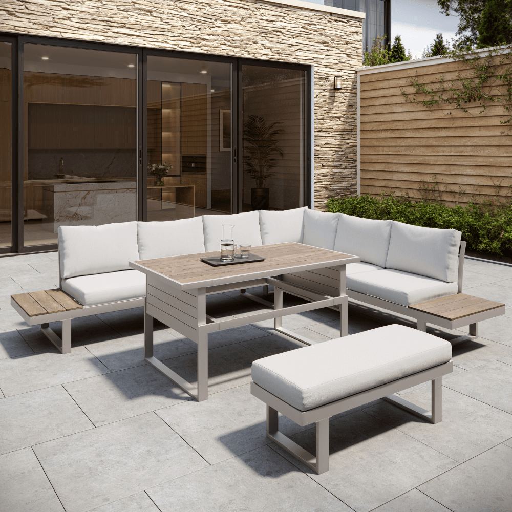 Faro Beige Aluminium Frame Modular Sofa Dining Garden Set