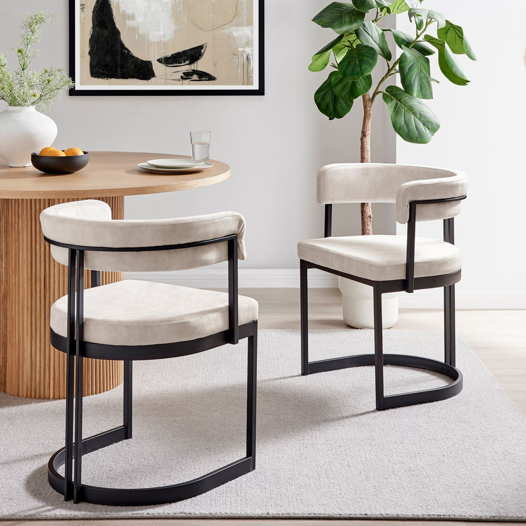 Mia Curved Cream Velvet Dining Chair