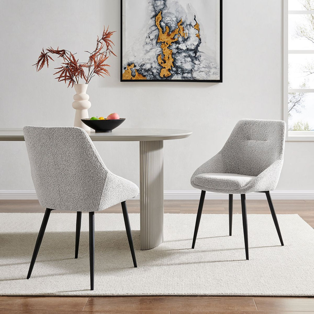 Sage Light Grey Boucle Dining Chair