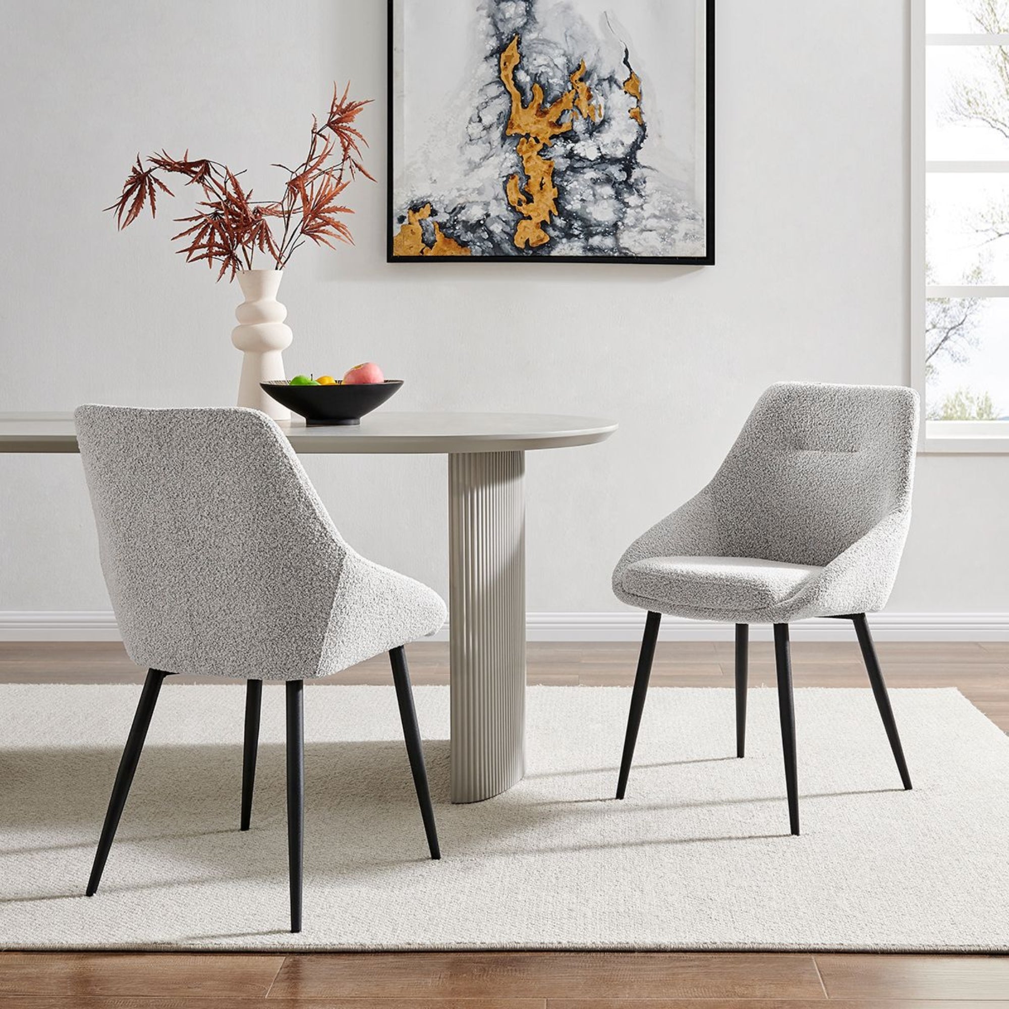Sage Light Grey Boucle Dining Chair
