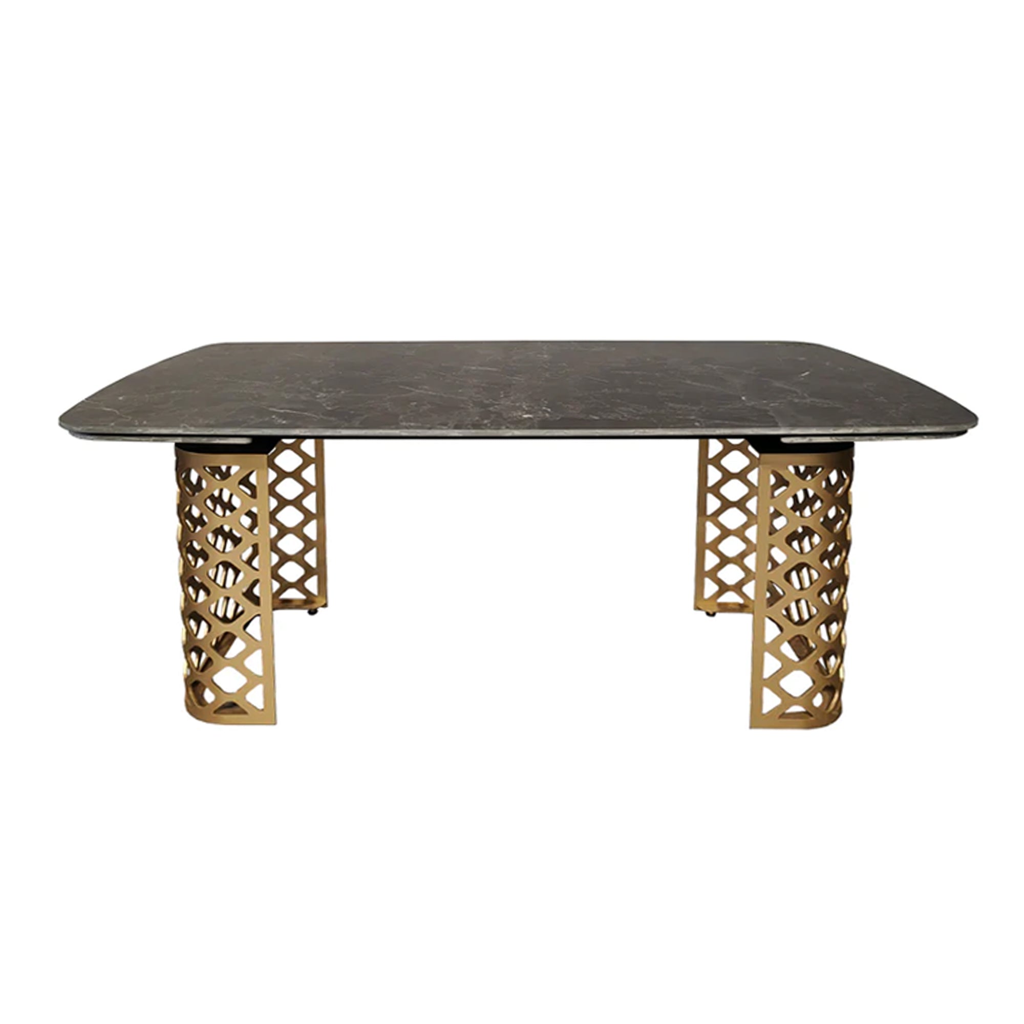 Black Ceramic Extending Dining Table Marble Effect Gold Base