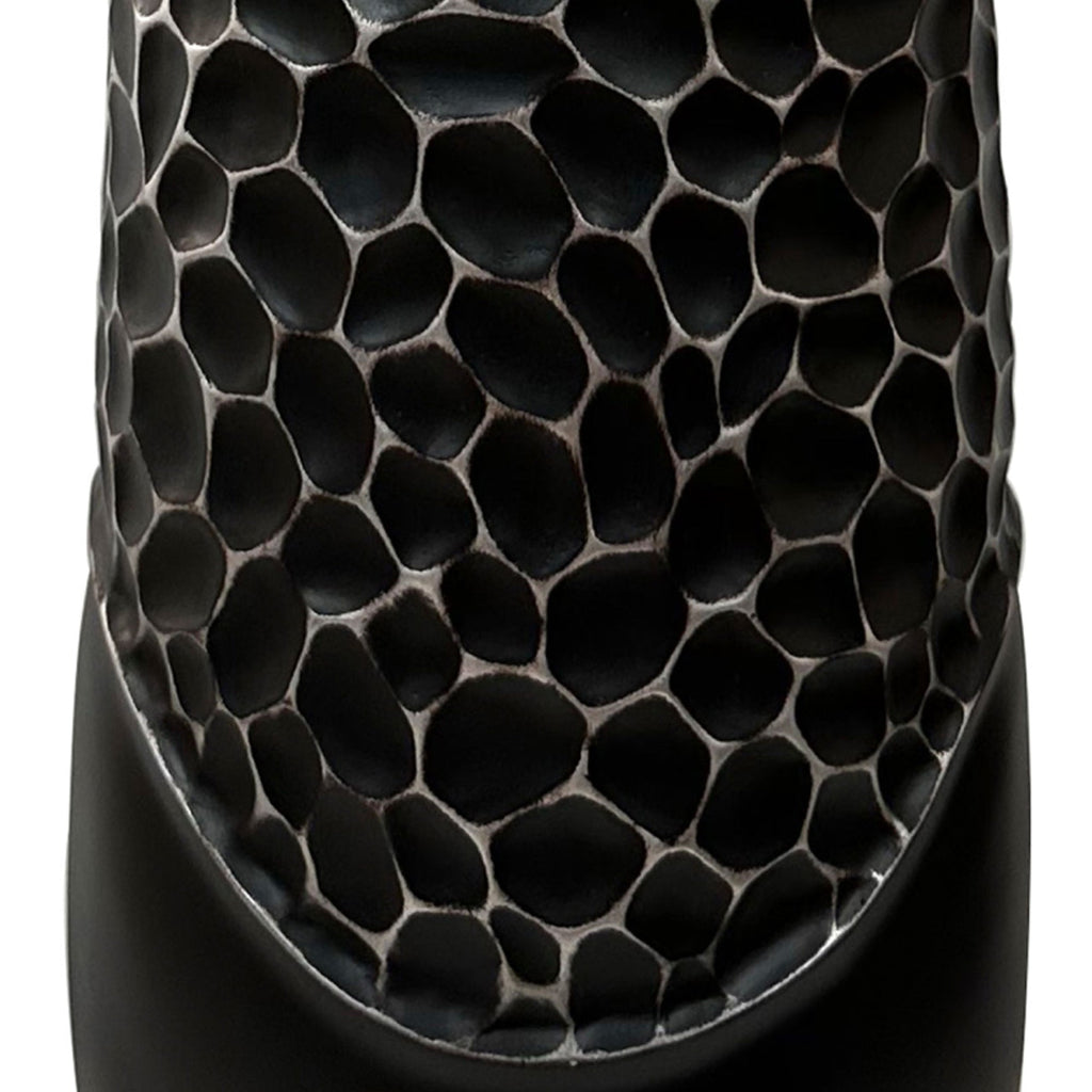 Tall Black And Silver Vase
