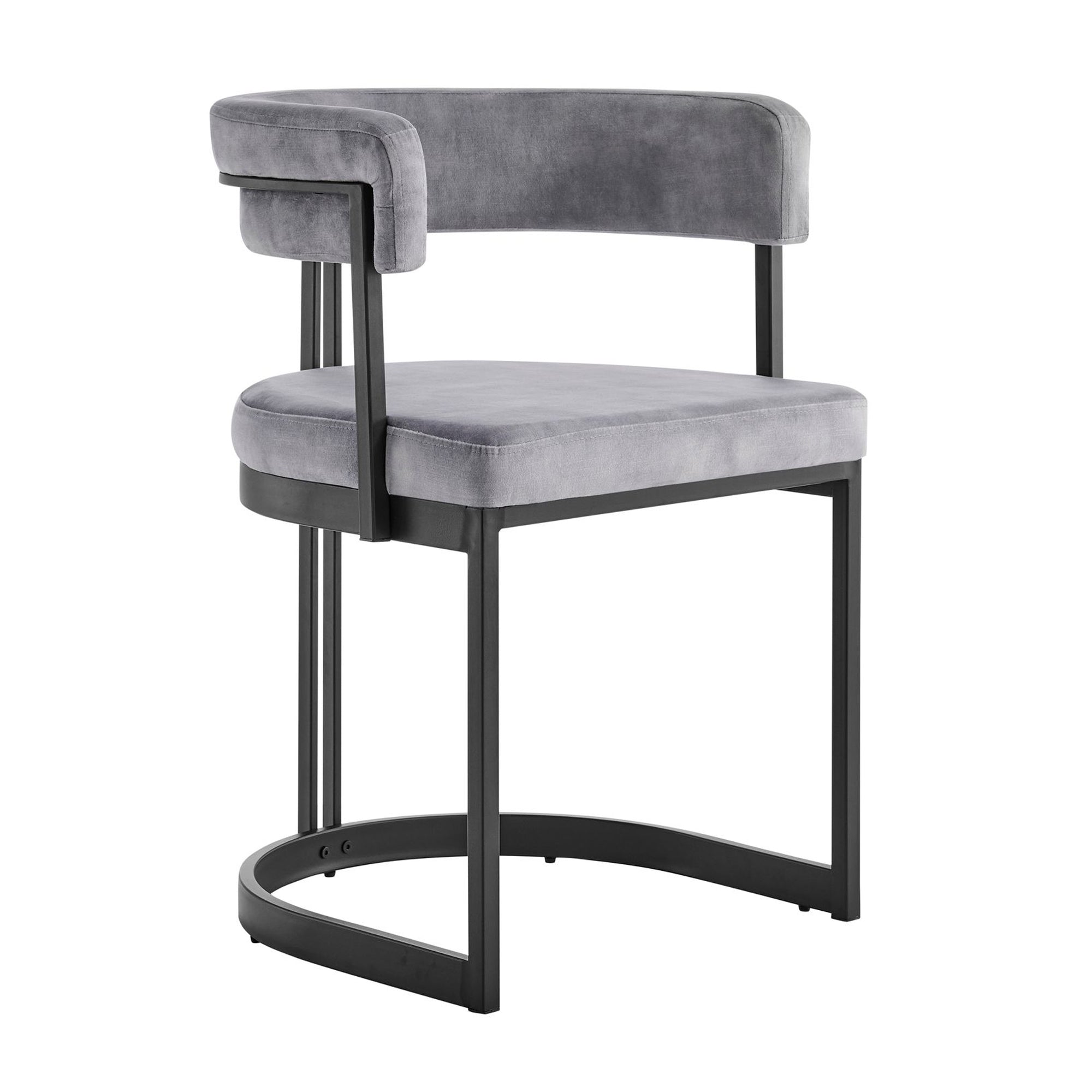 Mia Curved Grey Velvet Dining Chair
