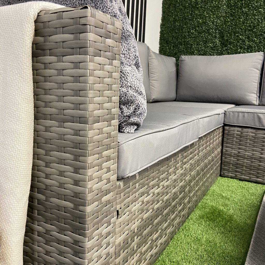 Sydney Grey Rattan Garden Corner Sofa Set with Ice Bucket