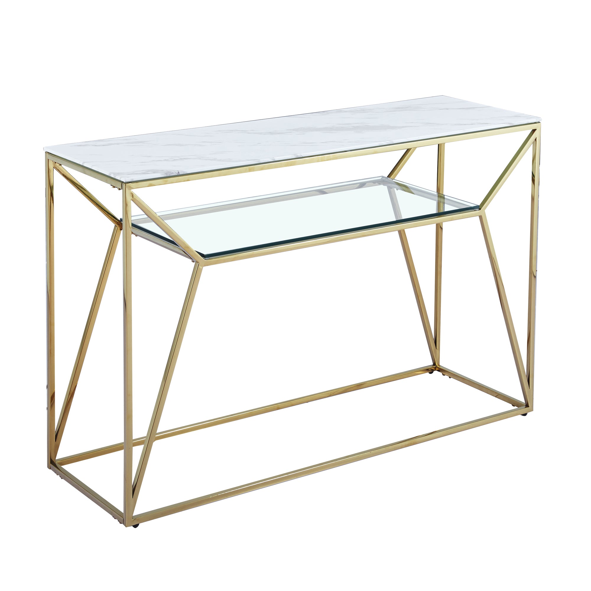 Ava White Marble Effect Console Table With Gold Legs